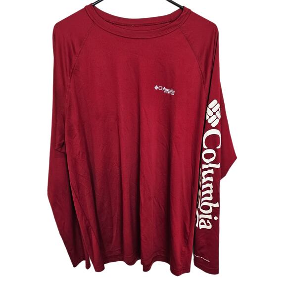 Columbia Shirt Men Fishing Shirt Men Long Sleeve Shirt Columbia PFG Shirt Red - Picture 1 of 7